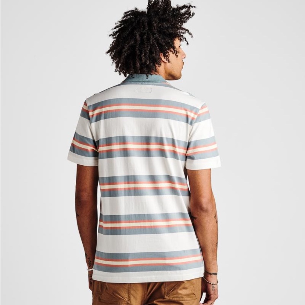 Roark Men's One Eyed Jack Striped Cotton Knit Polo Shirt SIZE Medium - Picture 4 of 9